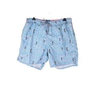 Michaels 5.5" Swim Trunks Shorts Mens 2XL Seahorse Print Blue Pink Mesh Lined
